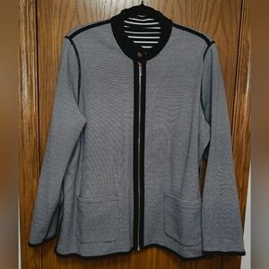 Women's Lauren Ralph Lauren Black & White Reversible Blazer Jacket, 2X